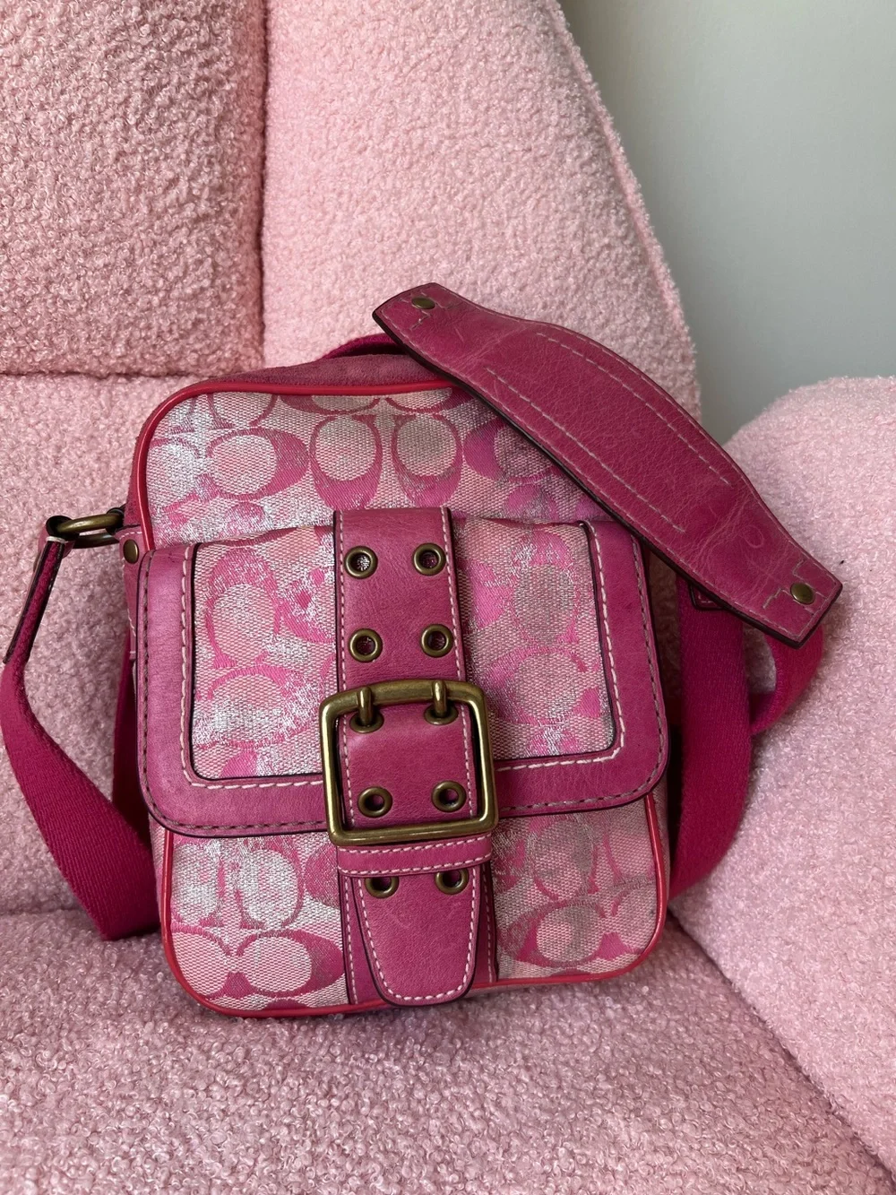 Vintage Y2K-era Coach Signature Camera Bag Crossbody